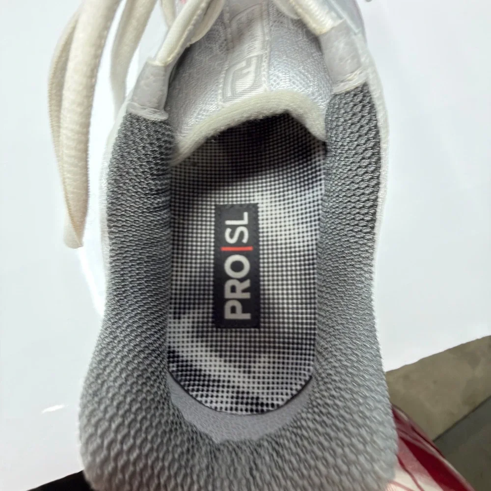 FootJoy Pro SL Golf Shoes Mens 10W White Grey Orange Spikeless 53253